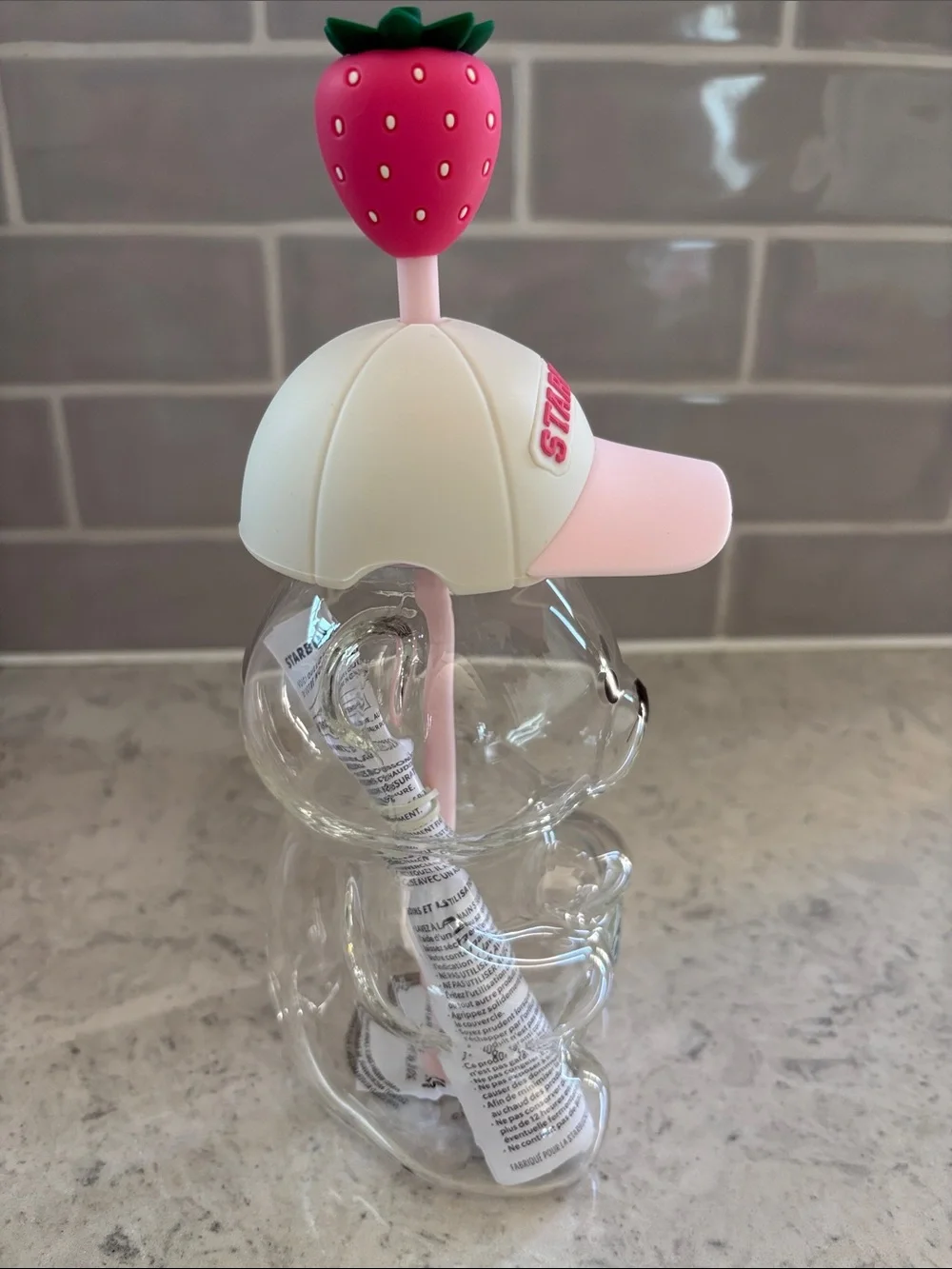 2026 New Starbucks Bearista Bear Cup pink Drink Strawberry Topper Baseball cap - Picture 3 of 9